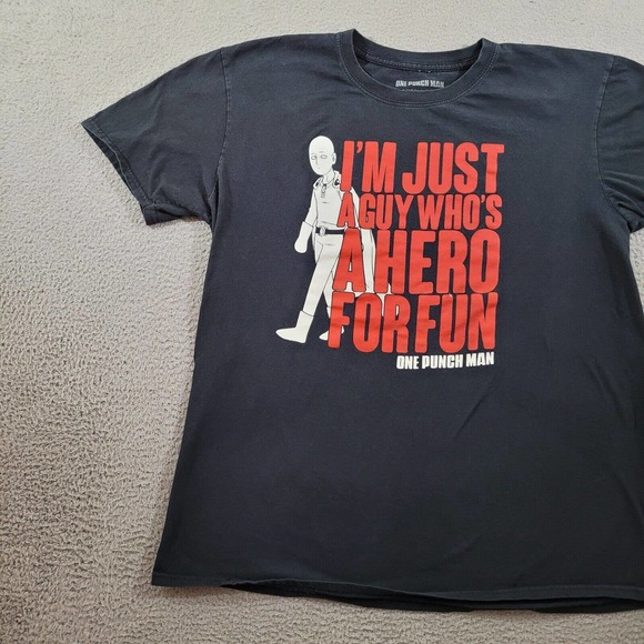 One Punch‎ Man Shirt Mens Extra Large Black Adult Swim Nerd Retro Graphic Tee - Picture 4 of 10
